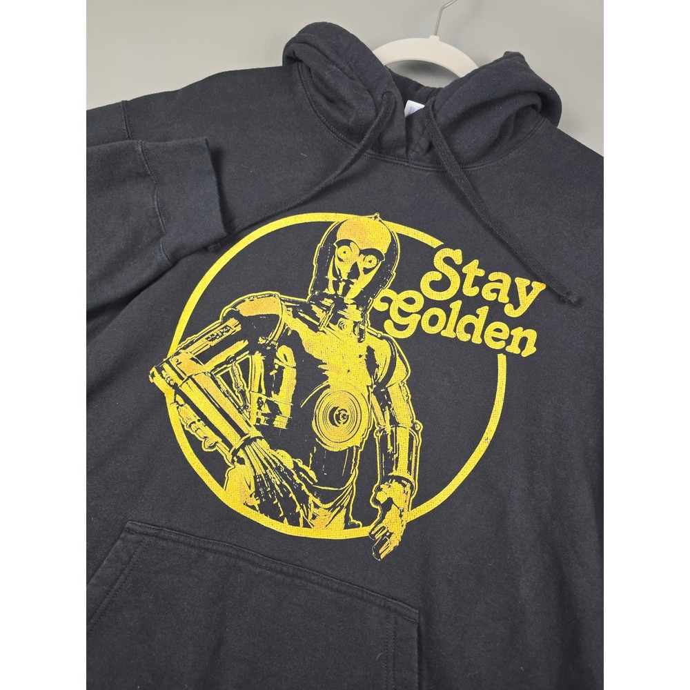 Star Wars C-3PO Stay Golden Black Graphic Hoodie Port & Company Mens XL